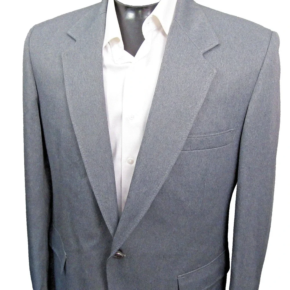 Vintage JCPenney Comfort Blazer 44L‎ Gray Polyester Semi-Structured Machine Wash
